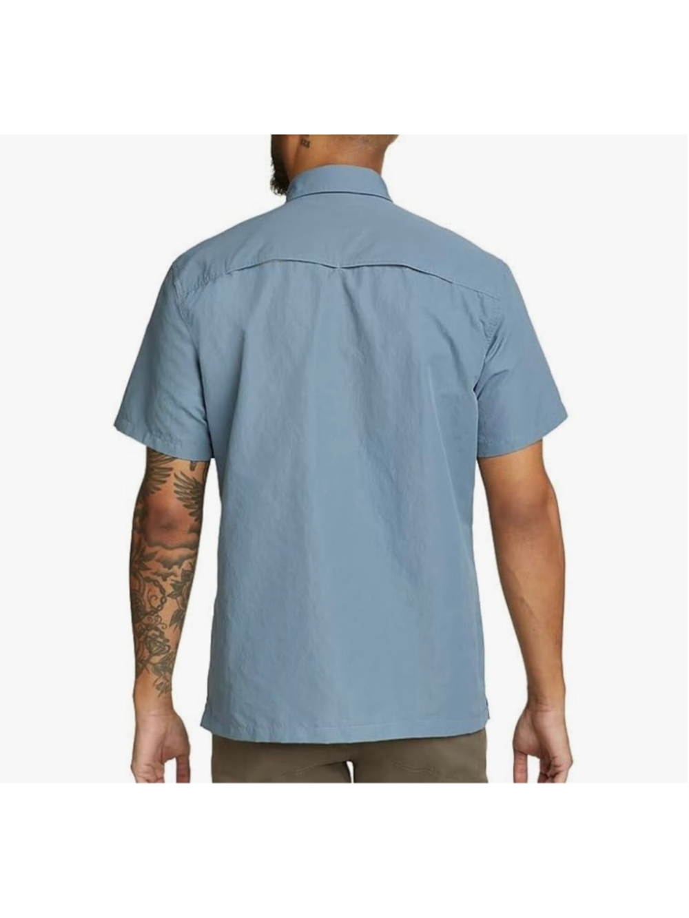 NWT Blue Short Sleeve Button-Up Eddie Bauer Men's Size XL - Picture 2 of 5